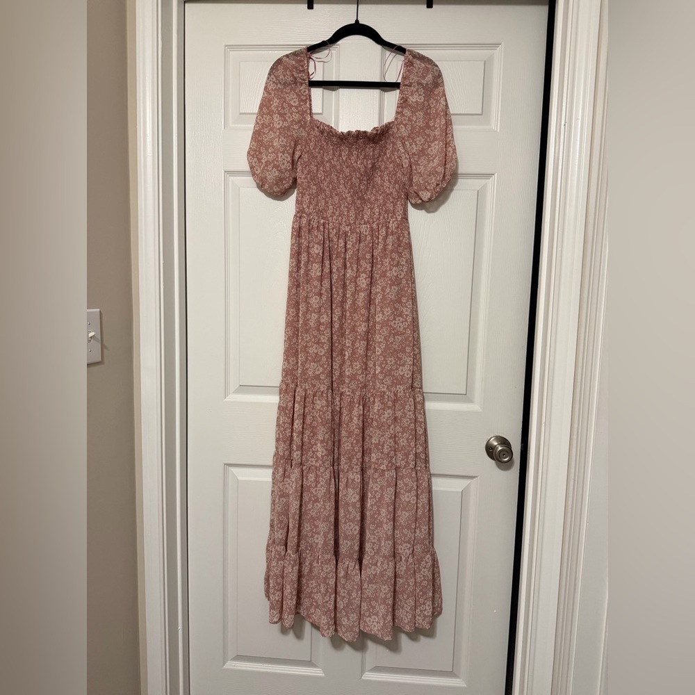 Altar'd State Blush Floral Long Sleeve Dress